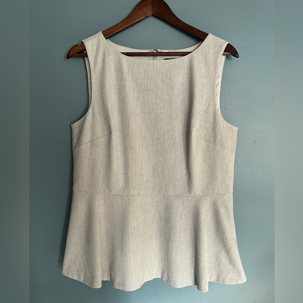 Banana Republic Light Gray Peplum Sleeveless Top